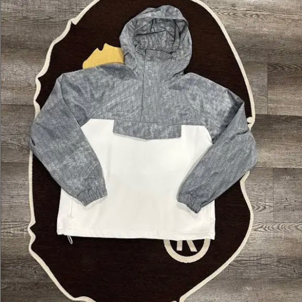christian dior White and grey oblique hooded anorak